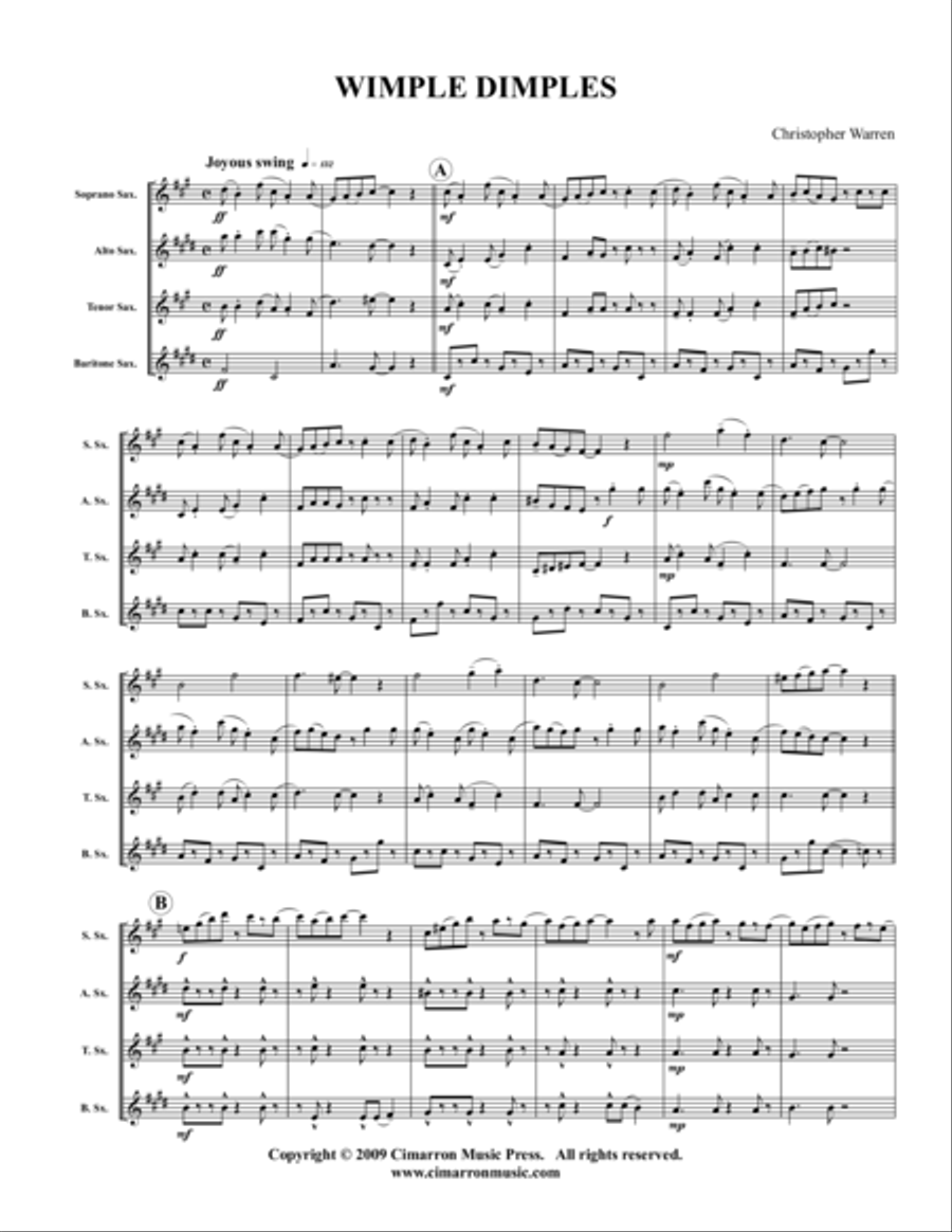 Wimple Dimple Saxophone Quartet scores gallery preview page 1