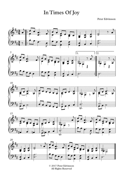 In Times Of Joy - Easy piano sheet music image number null