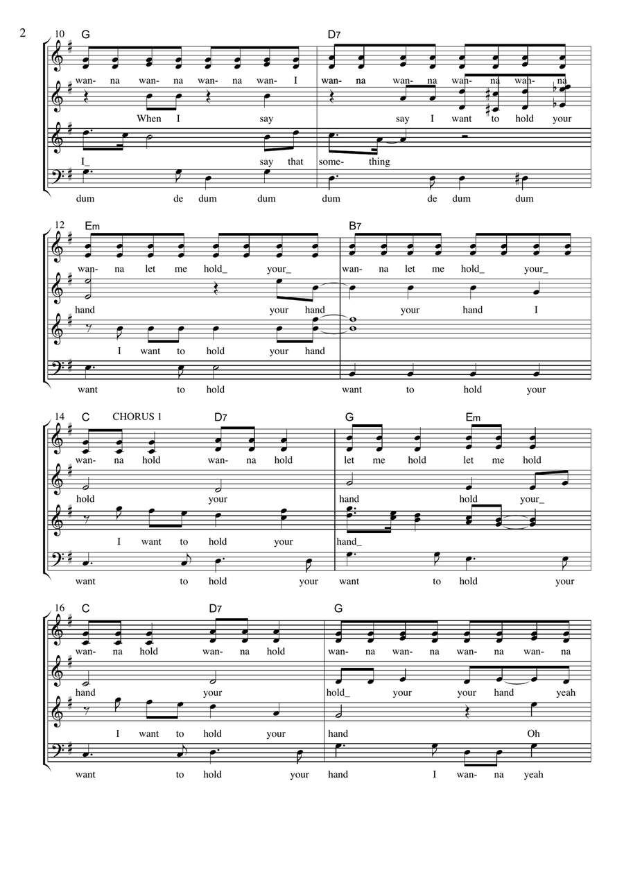 I Want To Hold Your Hand 4-Part scores gallery preview page 2