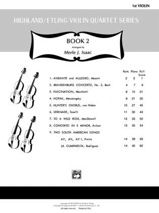 Book cover for Highland/Etling Violin Quartet Series: Set 2: 1st Violin