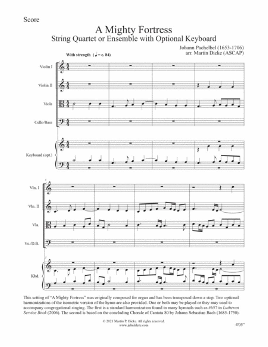 A Mighty Fortress (String Quartet or String Ensemble) String Quartet scores gallery preview page 2