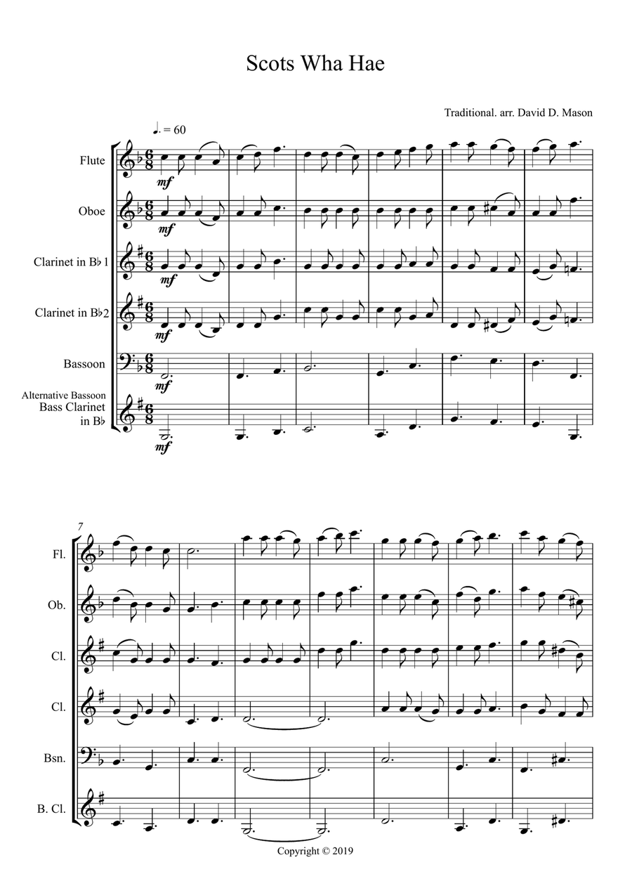 Scots Wha Hae Scots Wha Hae Woodwind Quintet scores gallery preview page 2