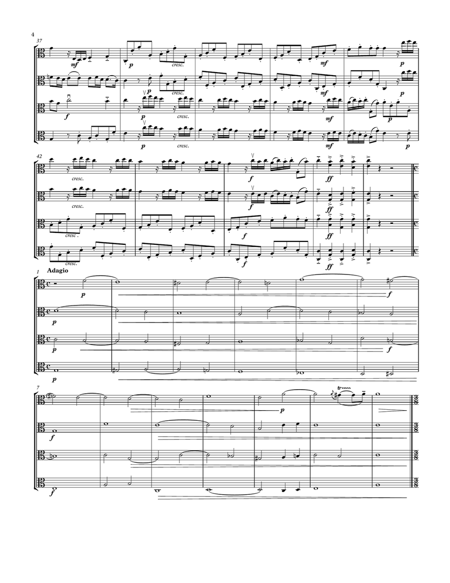 Concerto No. 1 in C Major for Four Violas Unaccompanied, TWV40:201 String Quartet scores gallery preview page 4