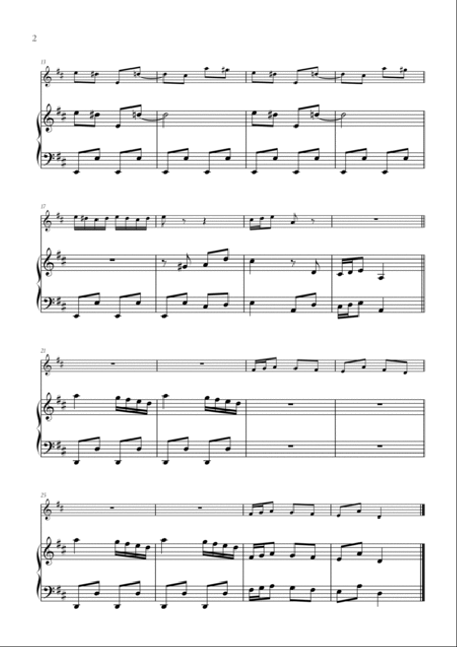 Musette in D Major, BWV Anh. 126 (Notebook for Anna Magdalena Bach) - for Violin and Piano Violin Solo scores gallery preview page 2