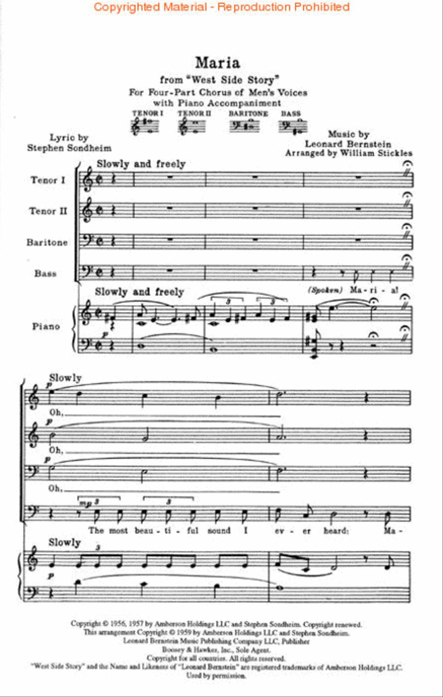 Maria (from West Side Story) TTBB scores gallery preview page 2