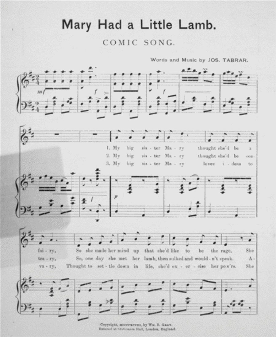 The Laughable Serio-Comic Song. Mary Had a Little Lamb Voice scores gallery preview page 2