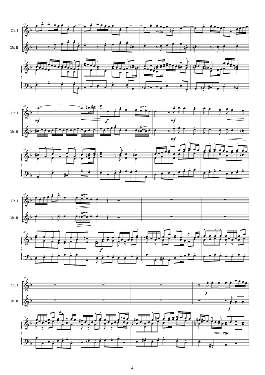 Albinoni - Oboe Concerto No.3 in F major Op.9 for Two Oboes and Cembalo or Piano Harpsichord scores gallery preview page 4