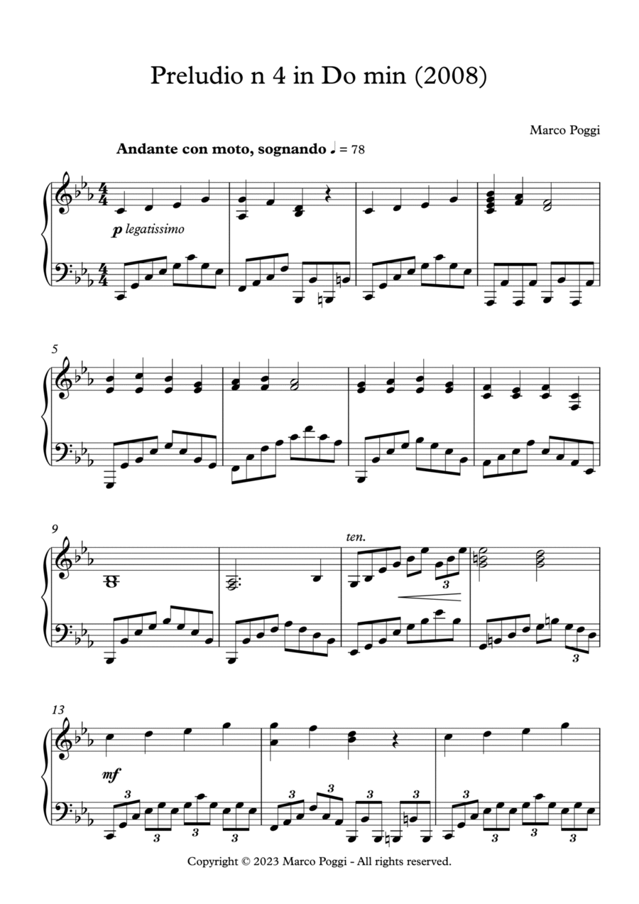 Preludio n.4 in Do minore Piano Solo scores gallery preview page 1