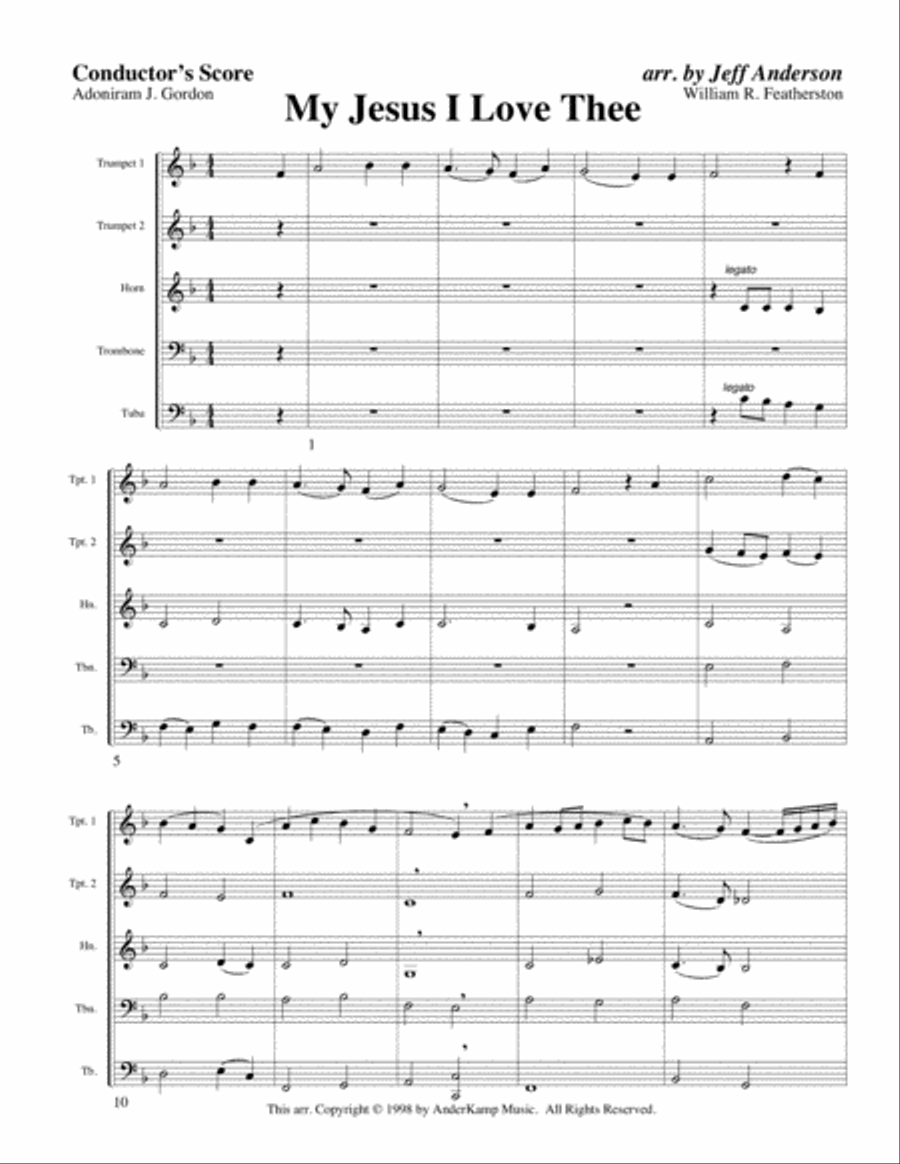 My Jesus I Love Thee for Brass Quintet Brass Quintet scores gallery preview page 1