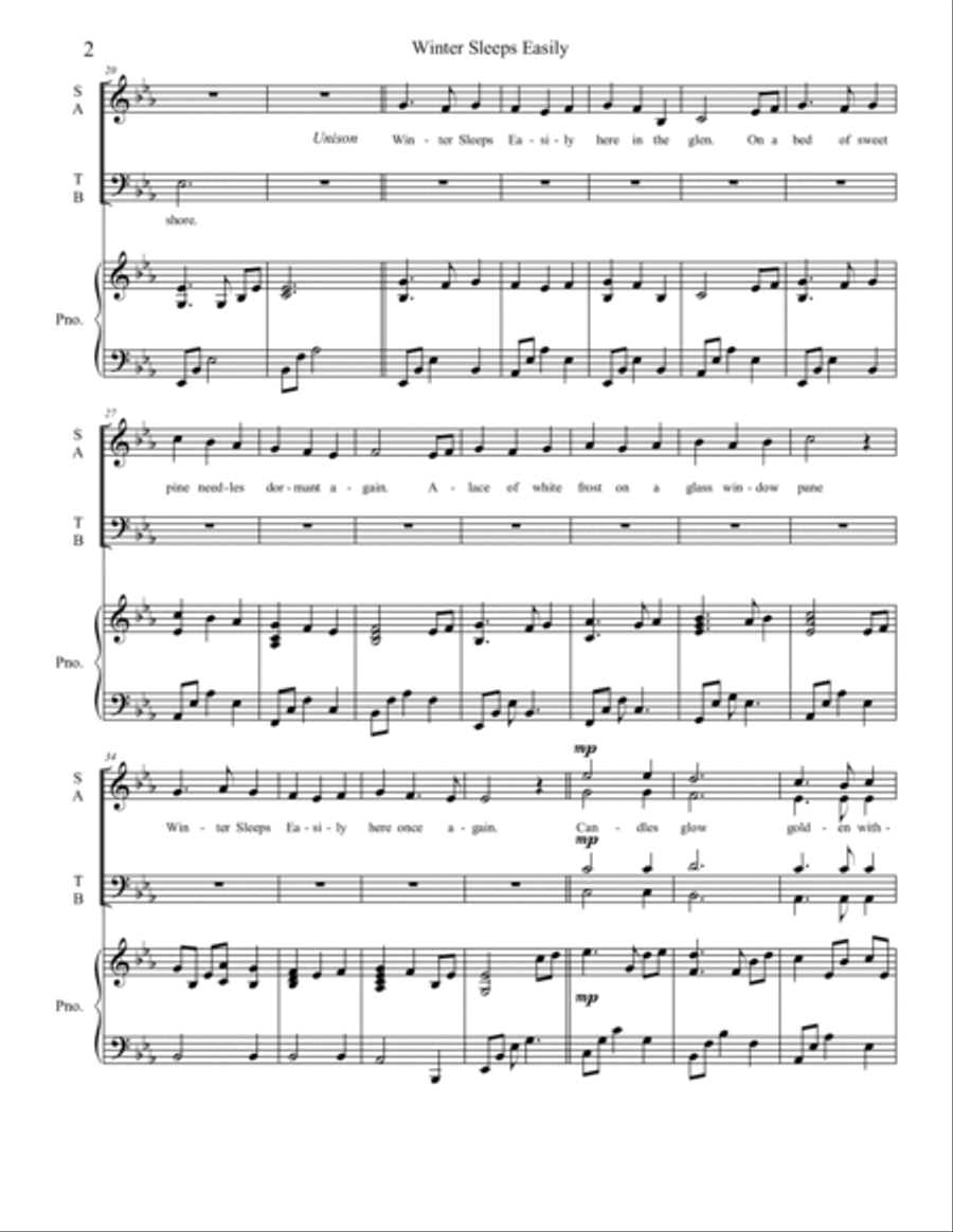 Winter Sleeps Easily - SATB 4-Part scores gallery preview page 2