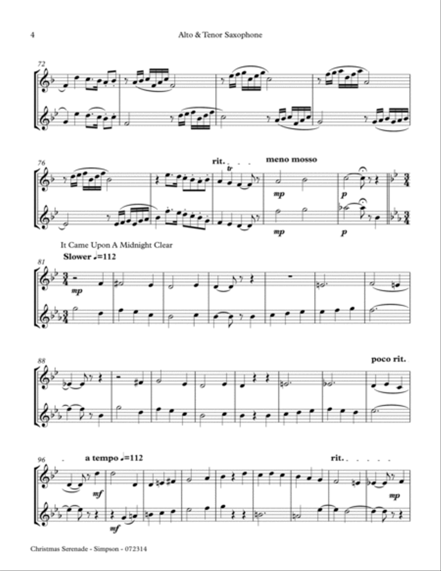 Christmas Serenade - Alto & Tenor Sax Dues Woodwind Duet scores gallery preview page 4