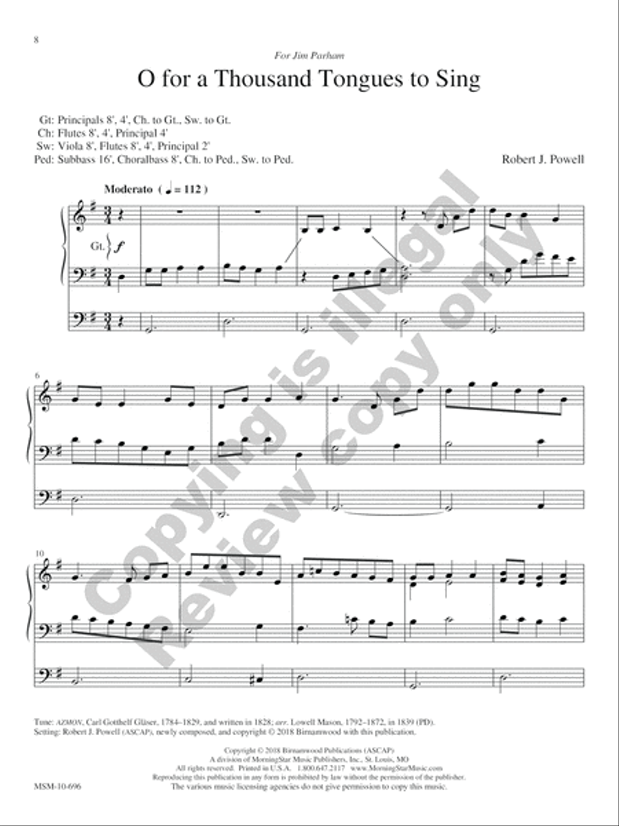 O for a Thousand Tongues: 12 Preludes and Postludes for the Church Year Organ scores gallery preview page 4