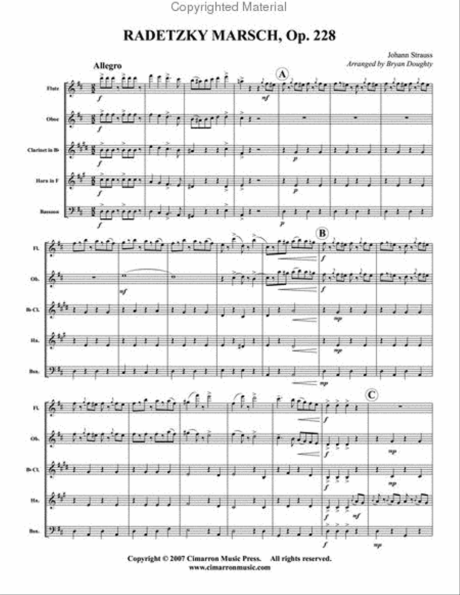 Radetzky March Woodwind Quintet scores gallery preview page 2