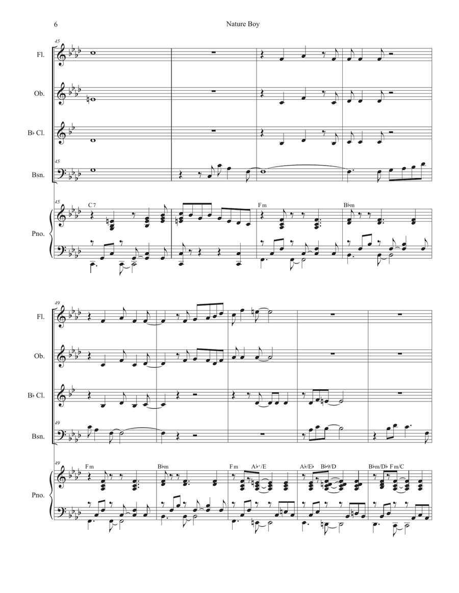 Nature Boy Nature Boy Woodwind Quartet scores gallery preview page 6