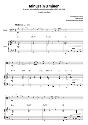 Book cover for Minuet in G minor (viola and piano – clean with chords)