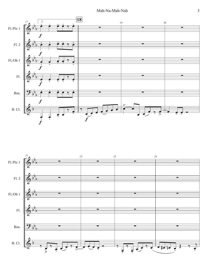 Mah-na Mah-na Mah-na Mah-na Woodwind Ensemble scores gallery preview page 3