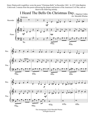 Christmas Duets for Recorder & Piano: I Heard the Bells on Christmas Day