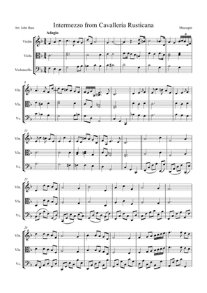 Intermezzo from Cavalleria Rusticana, arranged for String Trio (Violin, Viola and 'Cello)