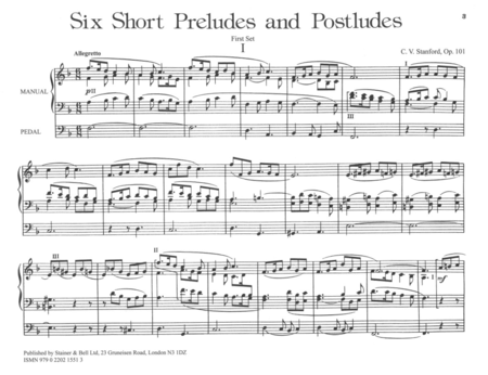 Six Short Preludes and Postludes. First Set, Op 101