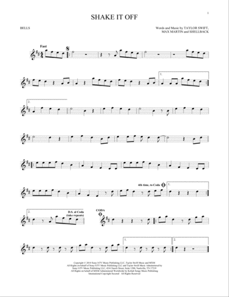 Shake It Off Glockenspiel scores gallery preview page 1