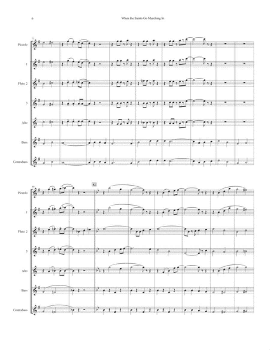 When the Saints Go Marching In (for Flute Choir) Flute Choir scores gallery preview page 6