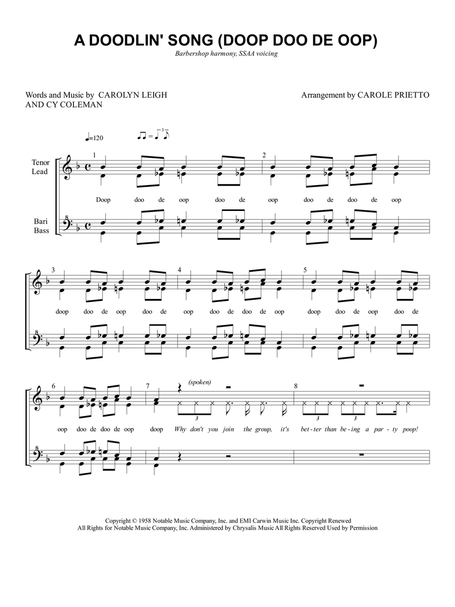 A Doodlin' Song (doop Doo-de-oop) SSAA scores gallery preview page 1
