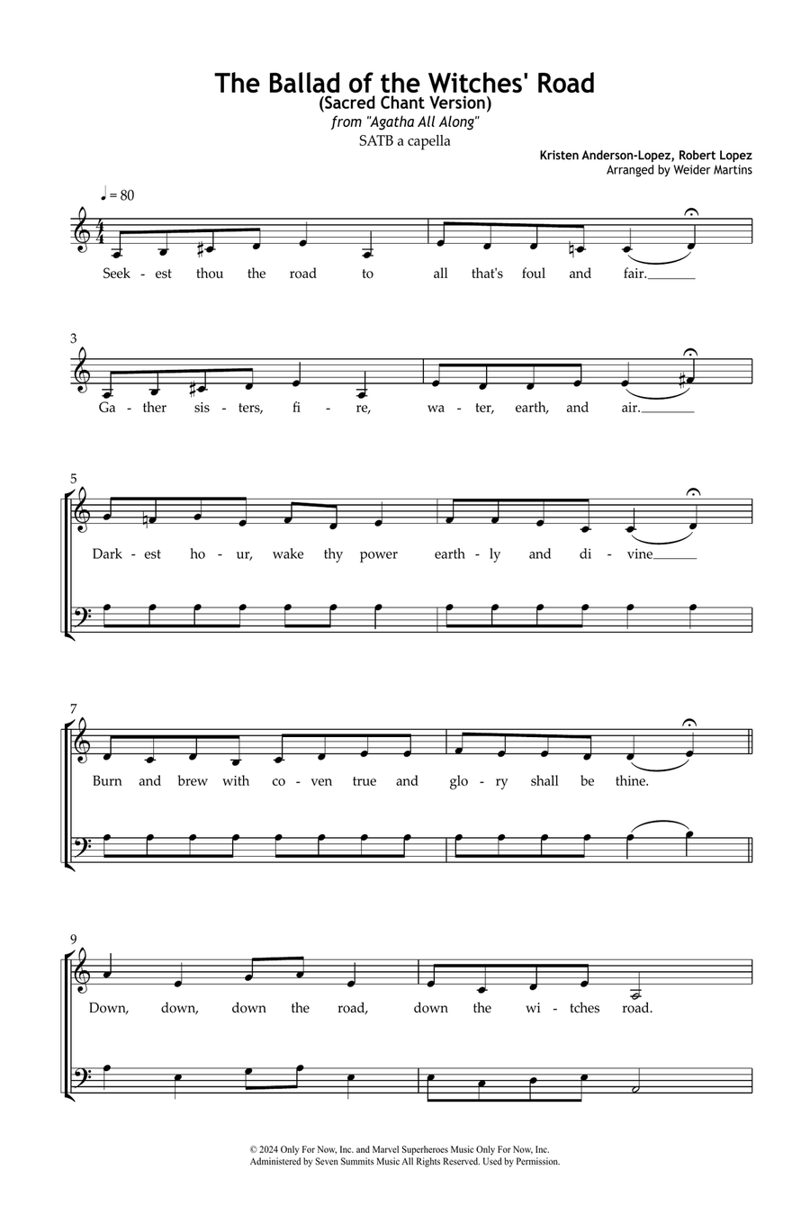 The Ballad Of The Witches' Road (Sacred Chant Version) 4-Part scores gallery preview page 2