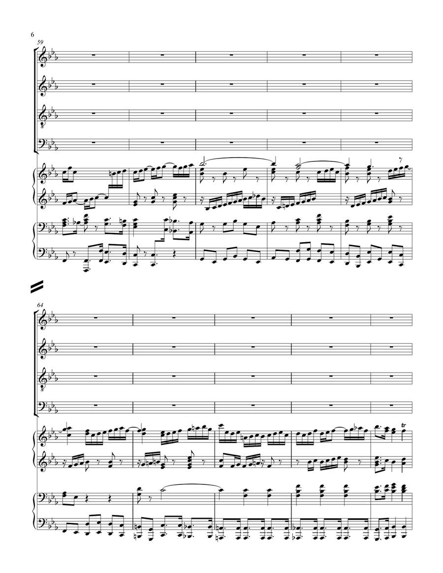 Wachet auf, ruft uns die Stimme with Piano Four-Hands Accompaniment 4-Part scores gallery preview page 6