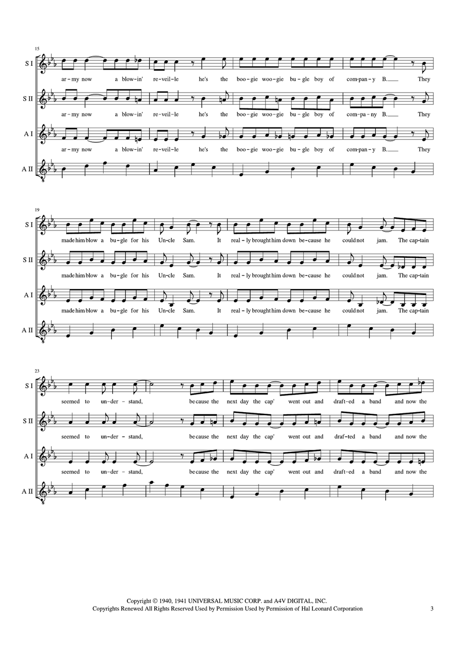 Boogie Woogie Bugle Boy SSAA scores gallery preview page 2