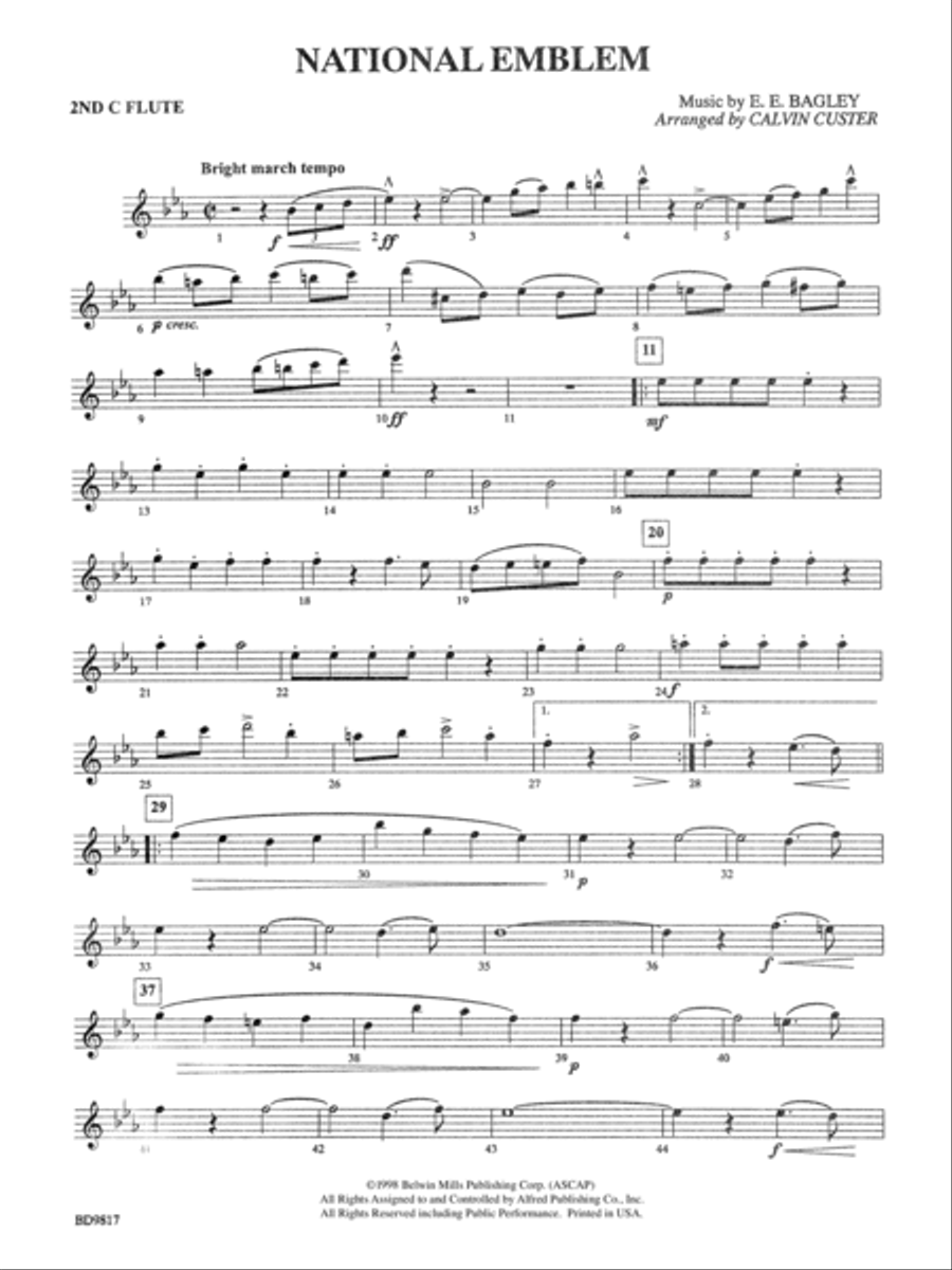 National Emblem: 2nd Flute Concert Band scores gallery preview page 1
