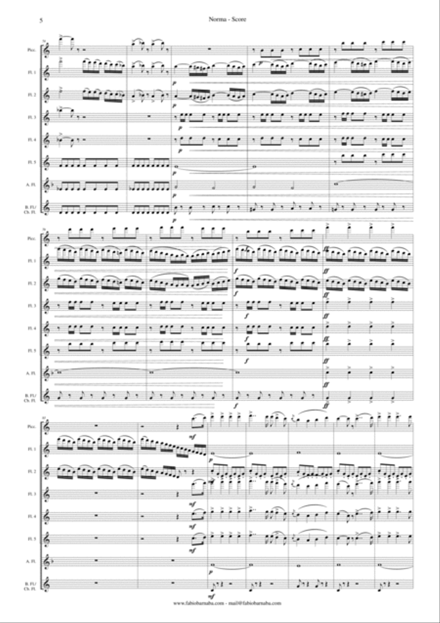 Norma by Vincenzo Bellini - Overture for Flute Choir Flute Choir scores gallery preview page 6