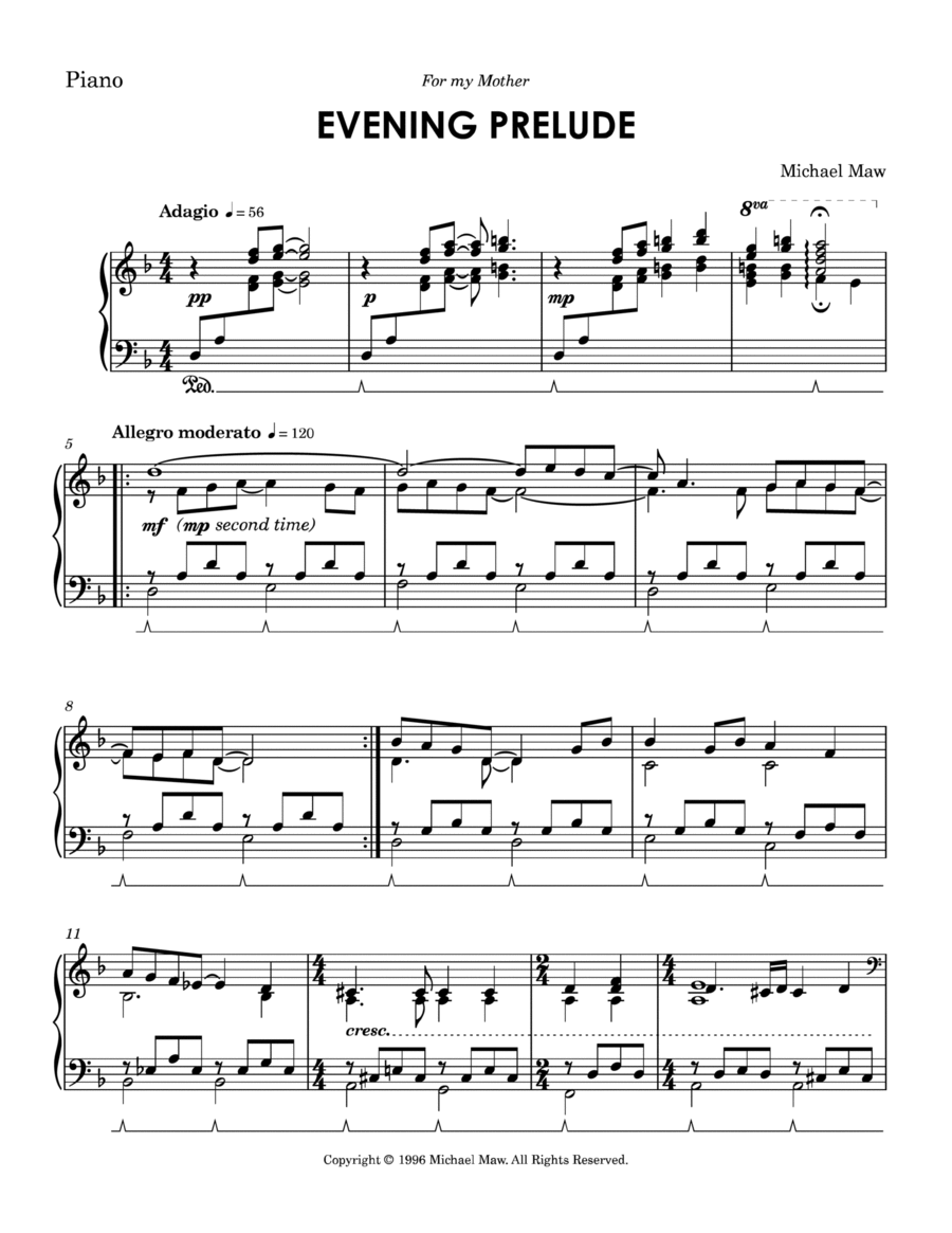 Evening Prelude Evening Prelude Piano Solo scores gallery preview page 1