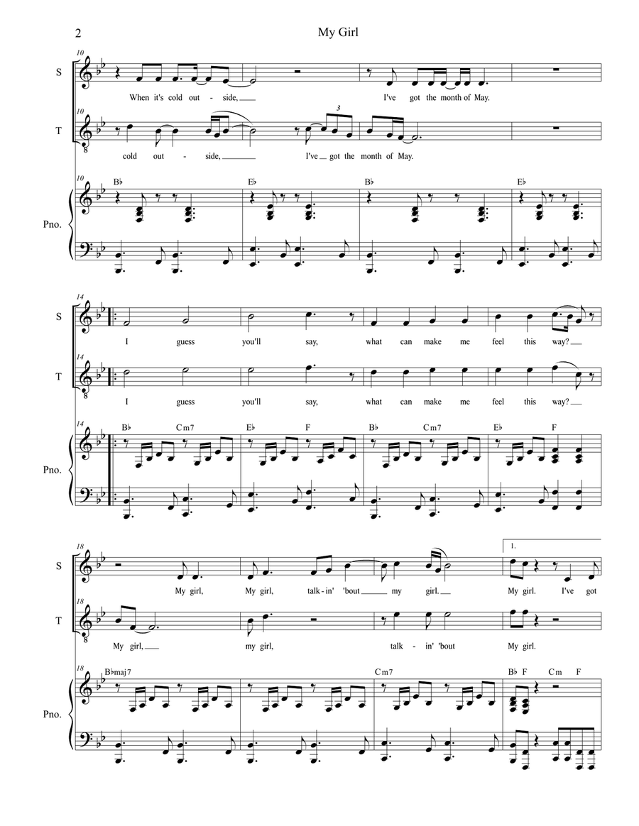 My Girl Vocal Duet scores gallery preview page 2