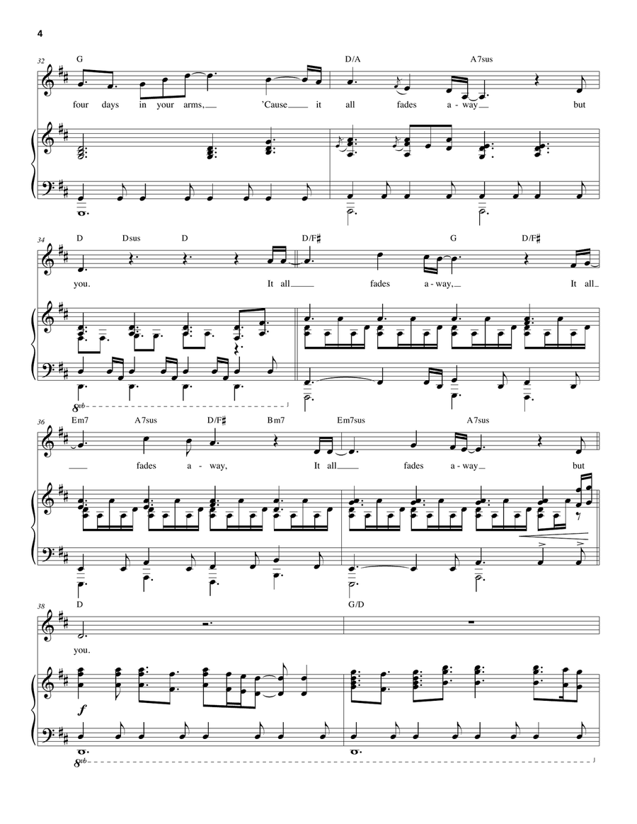 It All Fades Away (from The Bridges of Madison County) Piano, Vocal scores gallery preview page 4