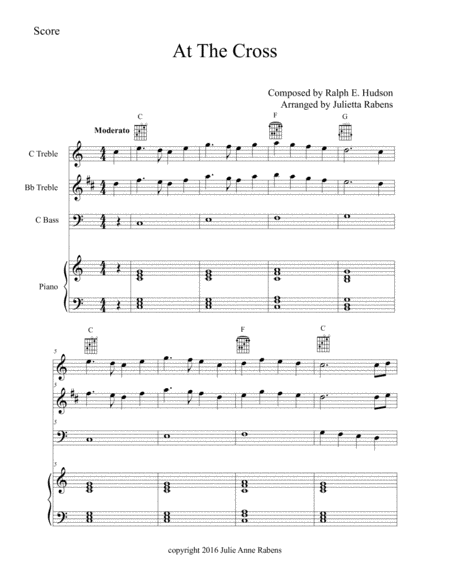At The Cross in C major for easy ensemble