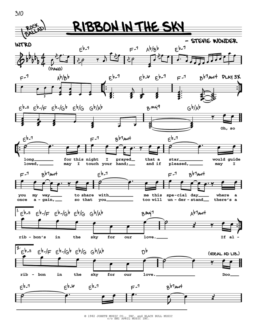 Ribbon In The Sky Voice scores gallery preview page 1