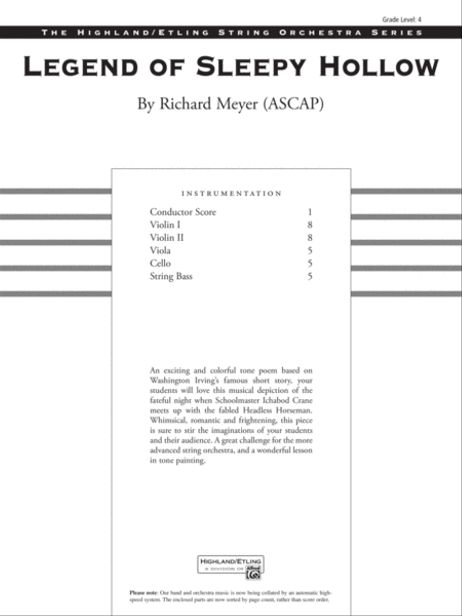 Legend of Sleepy Hollow: Score String Orchestra scores gallery preview page 1