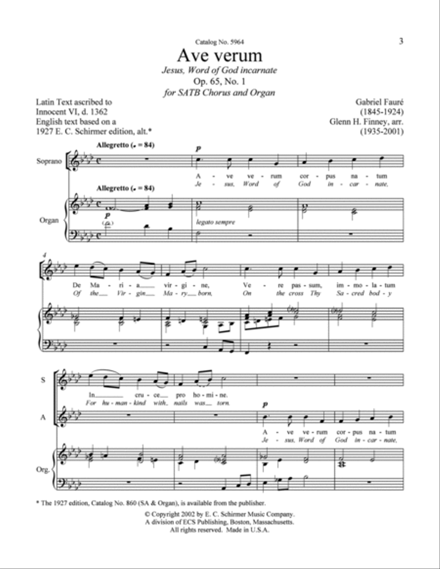 Ave verum Corpus (Jesus, Word of God Incarnate) 4-Part scores gallery preview page 2