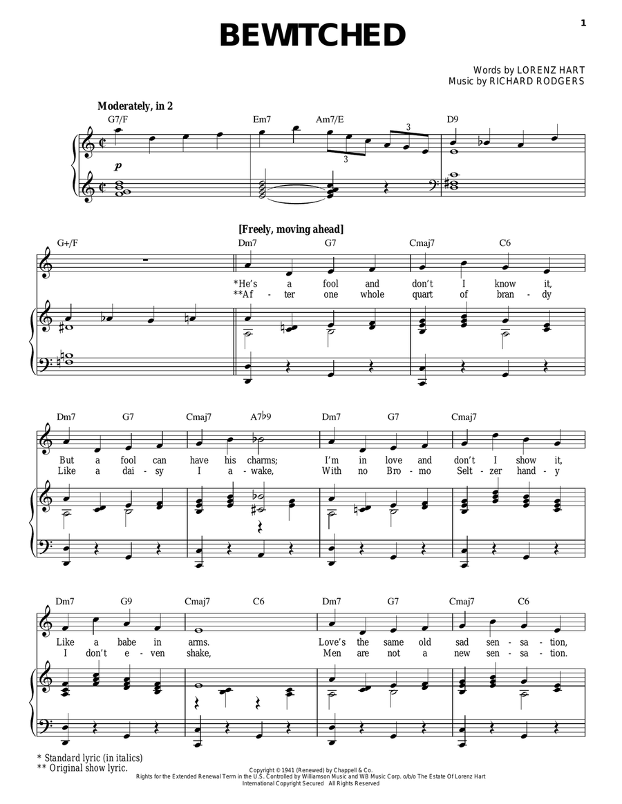 Bewitched Bewitched Piano, Vocal, Guitar scores gallery preview page 1