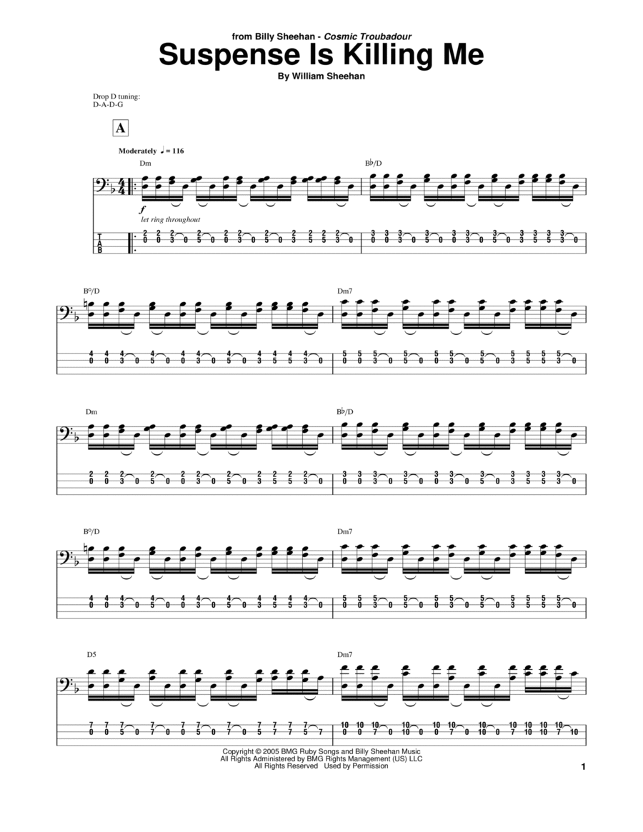 Suspense Is Killing Me Guitar Tablature scores gallery preview page 1