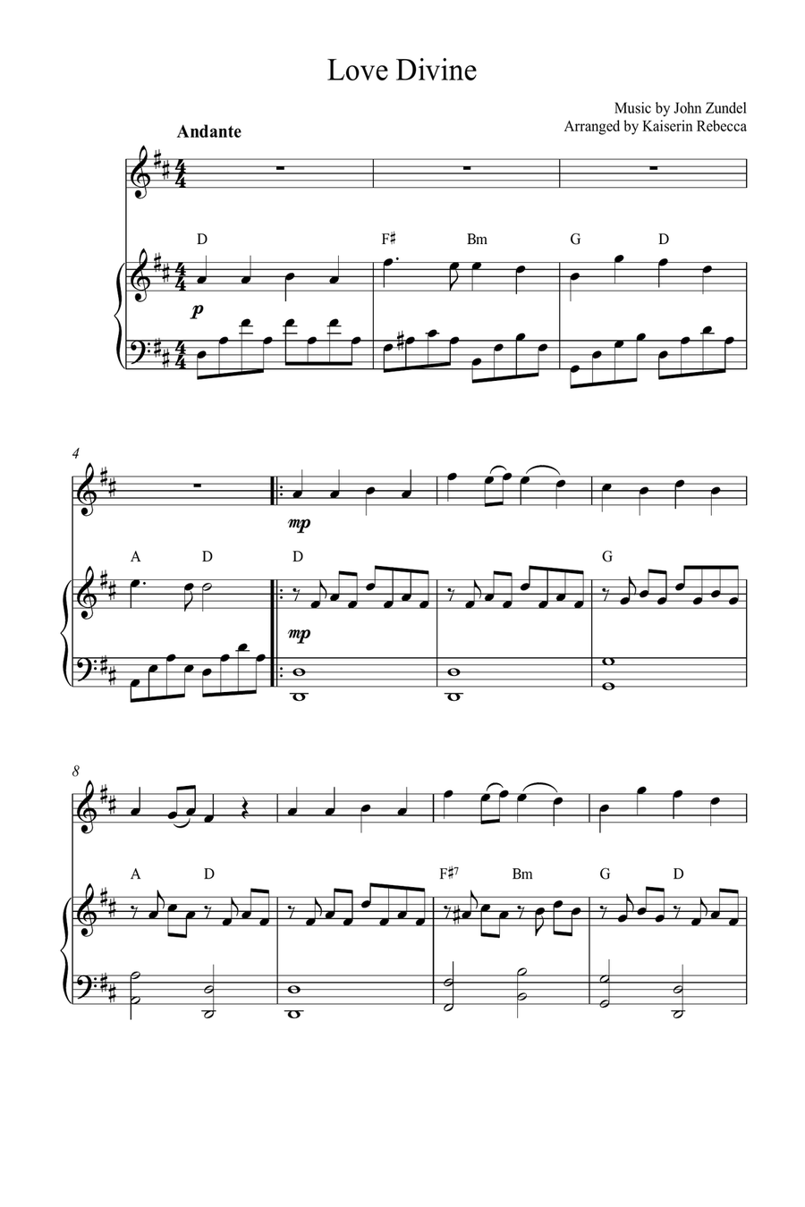 Love Divine Violin Solo scores gallery preview page 1