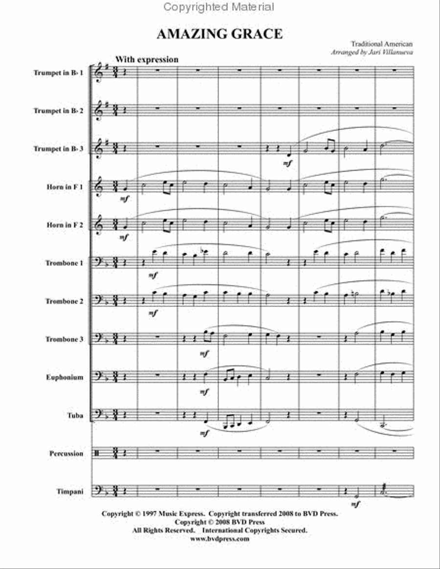 Amazing Grace Brass Quintet scores gallery preview page 2