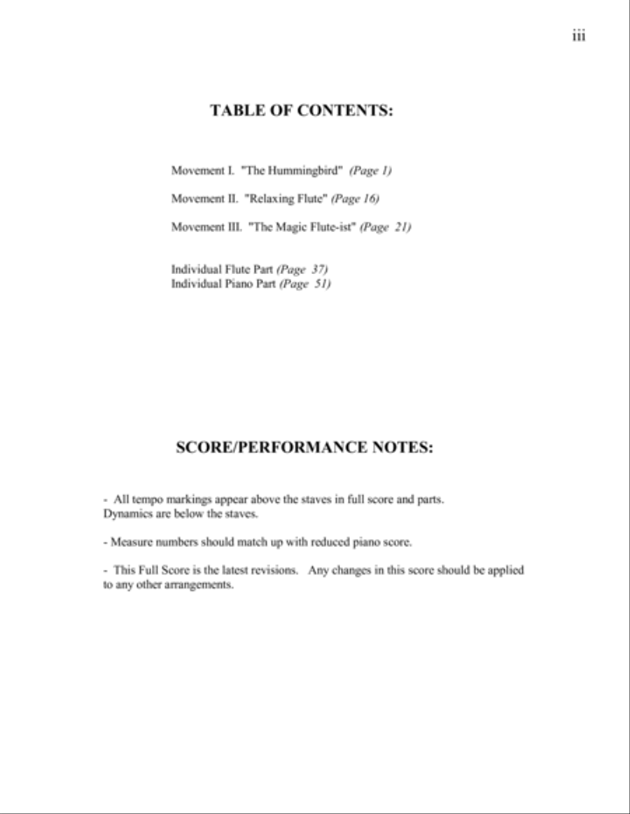 Flute Concerto The Hummingbird Piano Reduction and Flute Part Flute Solo scores gallery preview page 3