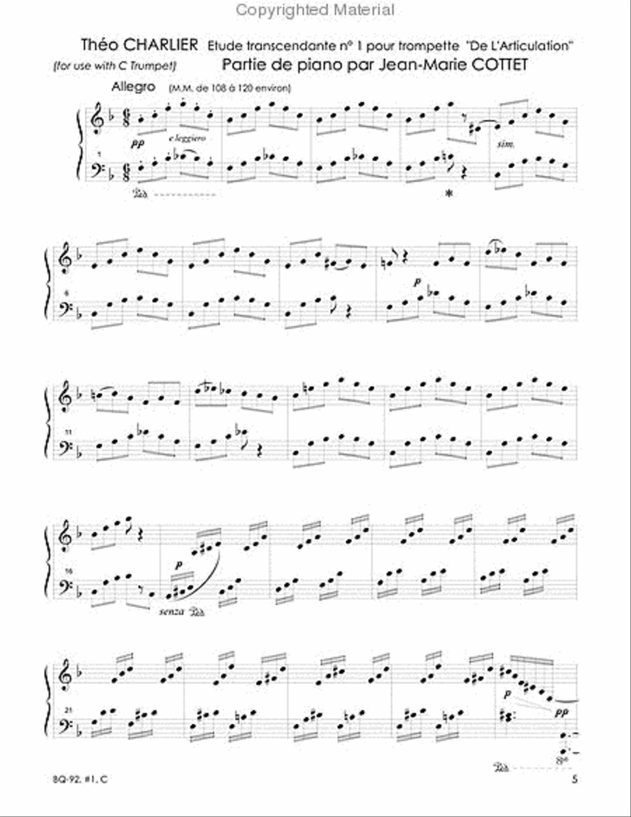 Piano accompaniments for 10 Etudes from Theo CHARLIER, Etudes Transcendantes for Trumpet