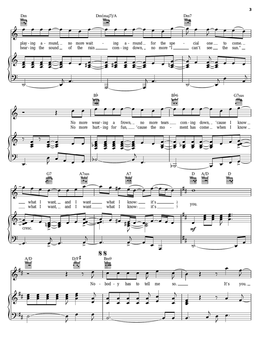 It's You Piano, Vocal, Guitar scores gallery preview page 3