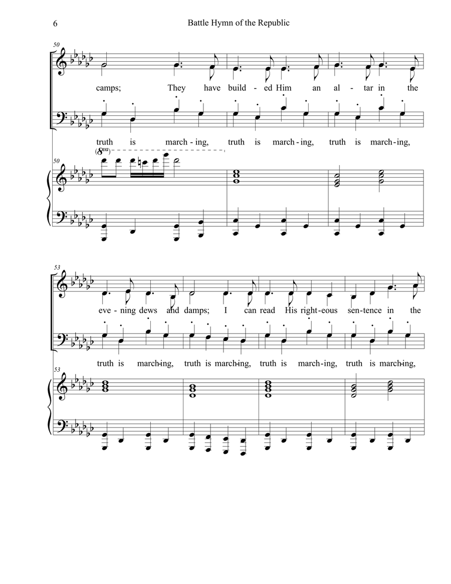 Battle Hymn of the Republic 4-Part scores gallery preview page 6
