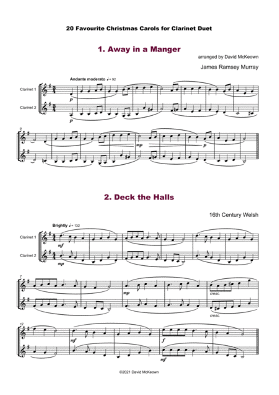 20 Favourite Christmas Carols for Clarinet Duet Clarinet Duet scores gallery preview page 3