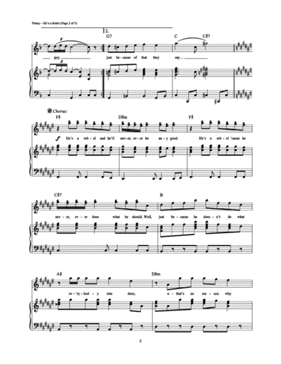He's a Rebel Piano, Vocal, Guitar scores gallery preview page 2