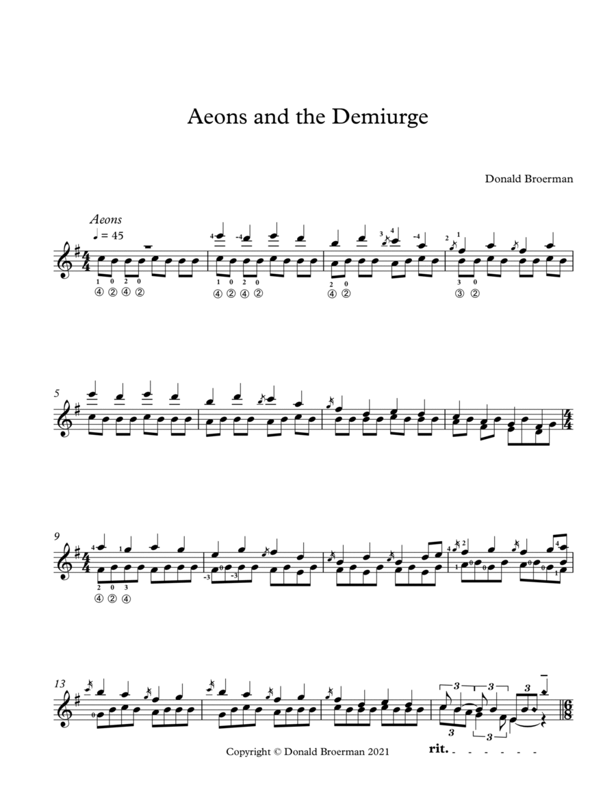 Aeons and The Demiurge Acoustic Guitar scores gallery preview page 1