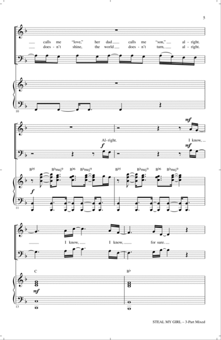 Steal My Girl 3-Part scores gallery preview page 3